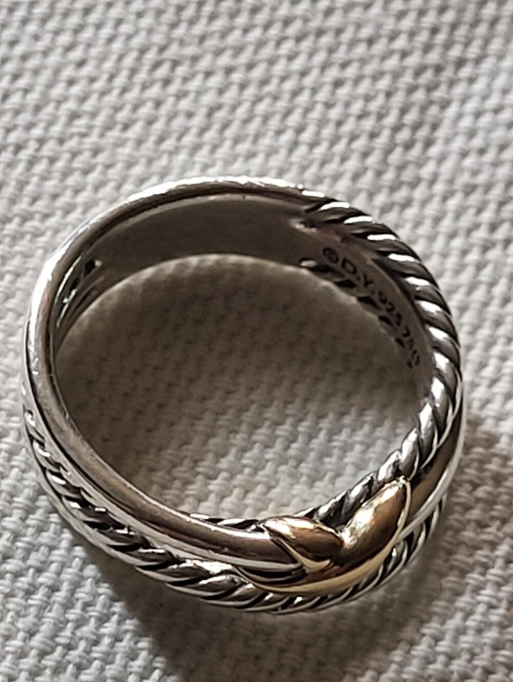 David Yurman Two-Tone X Crossover Band Ring Yellow Gold & Sterling Silver. #225k - Picture 7 of 12